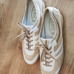 Tod's Beige/White/Gold Sneakers women's size 40